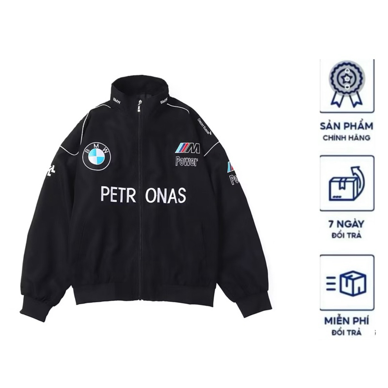 Áo Khoác Dù Biker in BMW lót bên trong màu đen