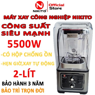 Máy Xay Sinh Tố Công Nghiệp NIKITO 5500W 2L,Có Hộp Chống Ồn Cao Cấp Bản Pro Có Hẹn Giờ Bảo Hành 3 Năm,Xay Sinh Tố,Đá Xay