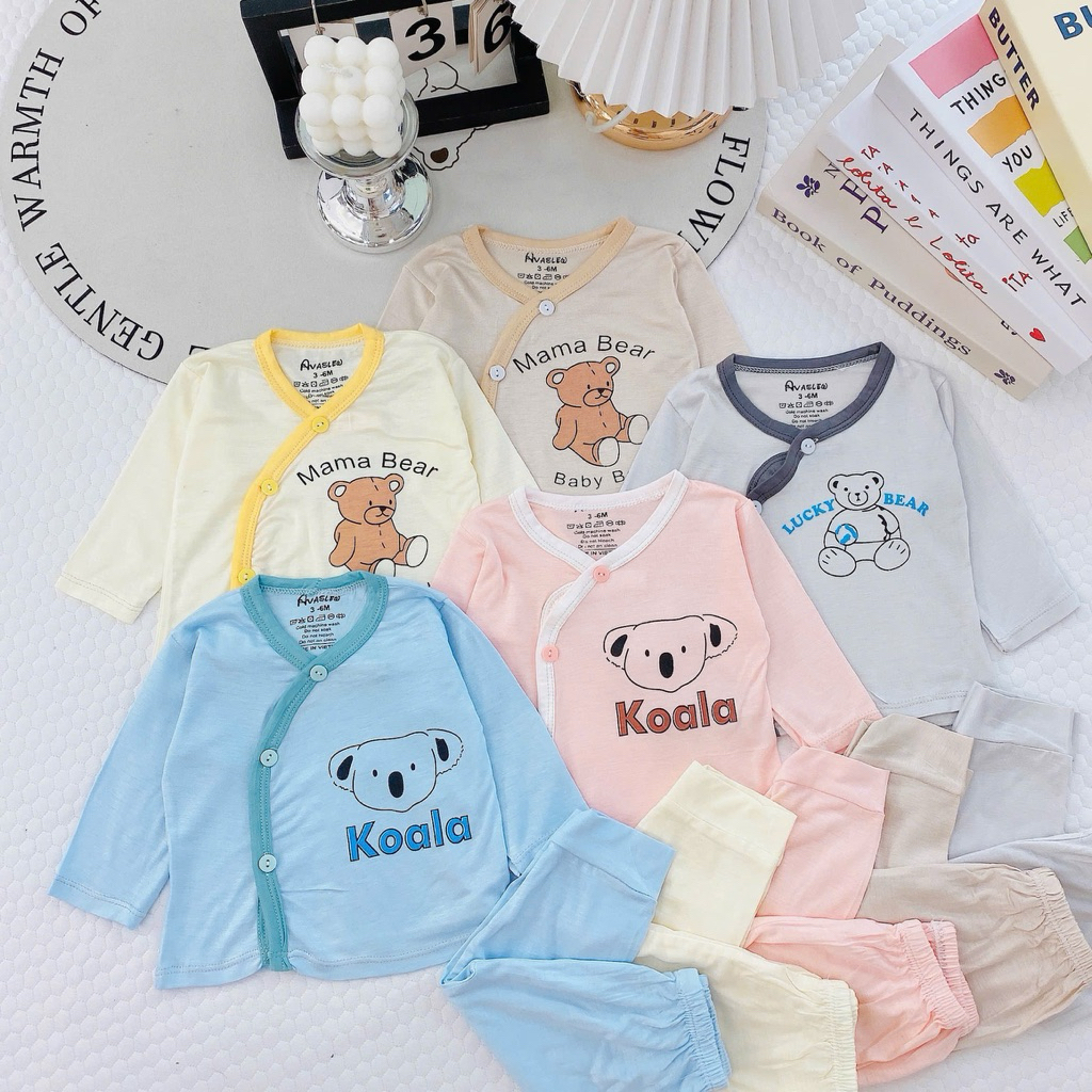 MÃ 14: Bộ Dài Tay Thun Lạnh Petit AVAKIDS cho bé sơ sinh HÌNH KOALA VÀ BEAR DỄ THƯƠNG chất mềm mịn t