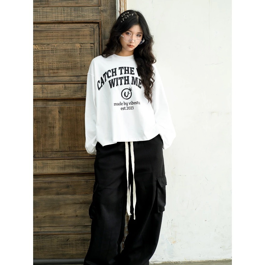 Áo Thun Tay Dài WITH ME – Form Boxy Cực Trend, Cotton Dày 250GSM, Outfit Chuẩn Gen Z Hot Trend Thu Đông 2025 | BigBuy360 - bigbuy360.vn