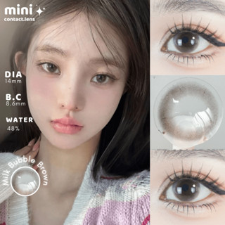 Kính Áp Tròng màu Milk Bubble Bulllet Brown set3 cận 0~10 độ [1 NĂM/KÈM KHAY] SSON Lens
