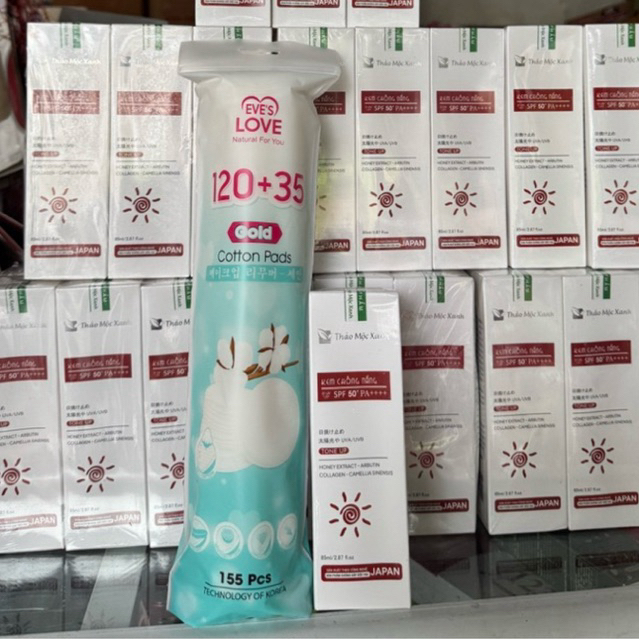 [Mua 1 Tặng 1] Kem chống nắng Thảo Mộc Xanh SPF50+ PA++++ 85ml + Tặng bông tẩy trang Eve’s Love 155 