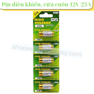  Vỉ 5 viên pin ALKALINE 23A 27A 12V Pin điện áp cao cho Chìa khóa điện điều khiển cửa cuốn chuông cửa báo động 