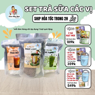 Set nguyên liệu trà sữa tự pha thơm ngon chuẩn vị Phúc Long, Thái Xanh, Thái Đỏ (30-35 ly) - GIAN BẾP NHỎ ORINO
