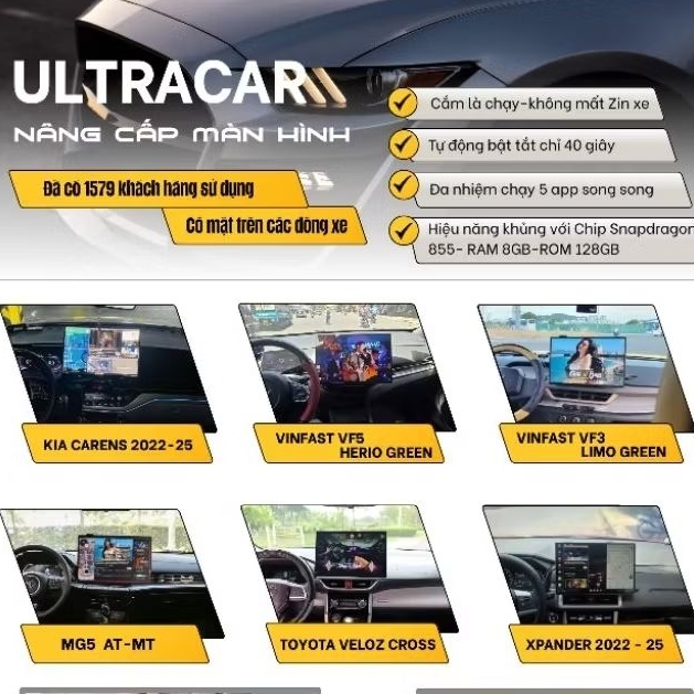  Trọn bộ giải pháp Ultra Car Combo màn hình cho xe ô tô  - Tự lắp tại nhà – Gắn là chạy – Tự khởi động theo xe 