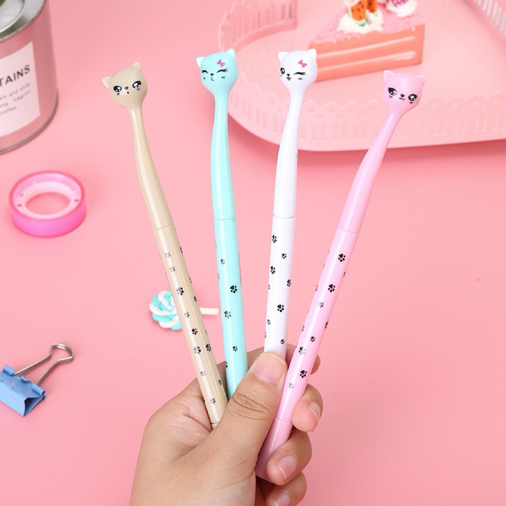 10 Bút mèo dễ thương bút nước học sinh bút mực gel văn phòng bút nước văn phòng phẩm bút ngộ nghĩnh bút thay thế ngòi