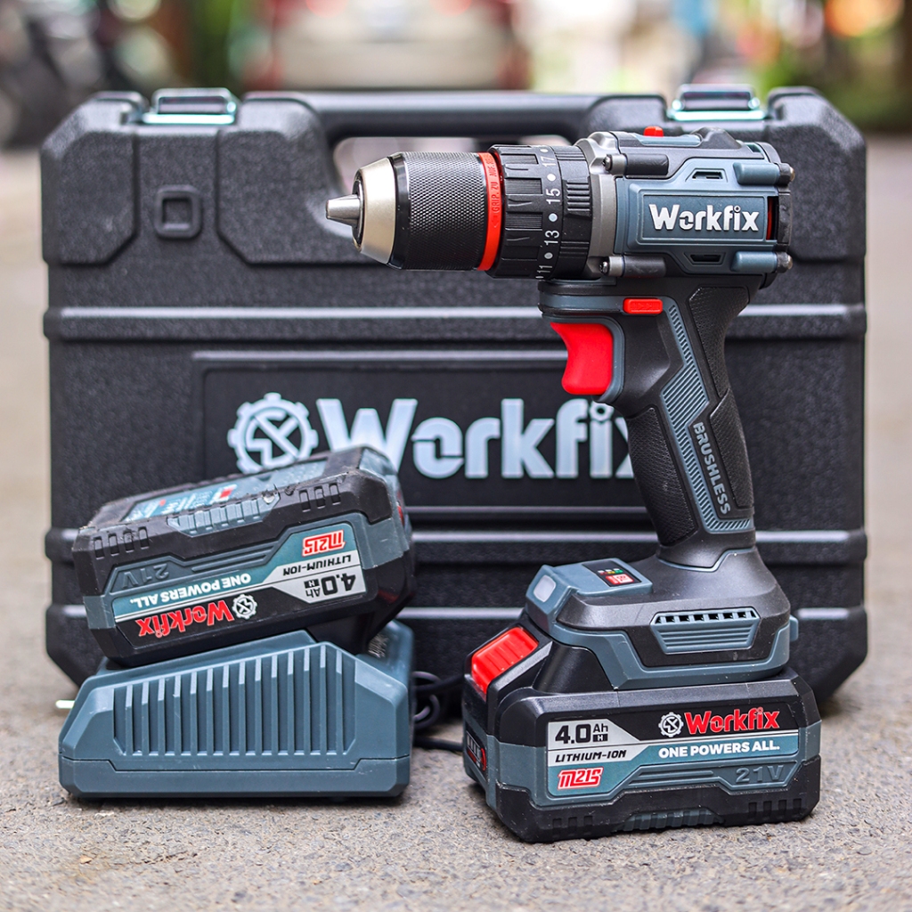 [FREE SHIP] Máy Khoan Pin WORKFIX WF-ID1370BL, Động Cơ Lõi Đồng, Đầu Kẹp 13mm, 3 Chức Năng Khoan