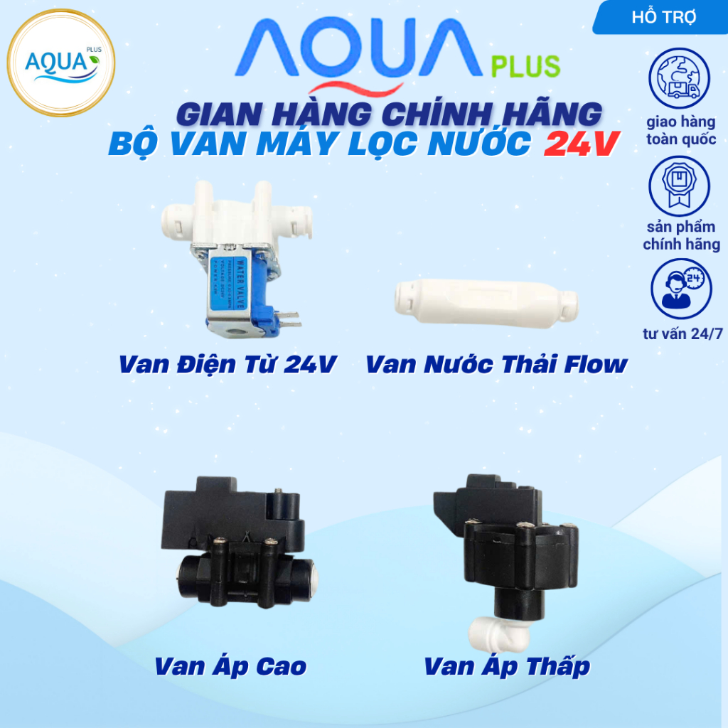 Van áp cao,van áp thấp,van điện từ 24v,van thải flow cho máy lọc nước RO Aqua,Kangaroo,Karofi