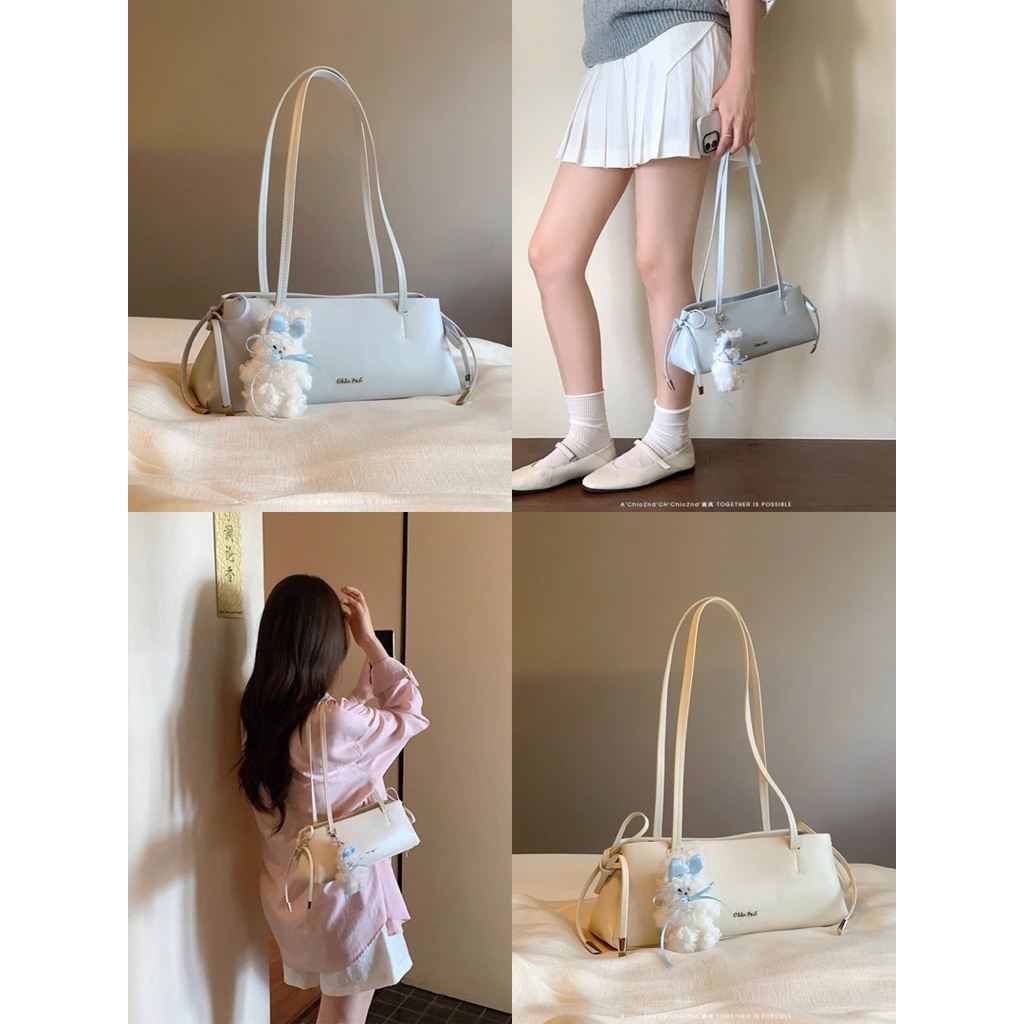 Túi CHIOOO 2NDDD KẸP NÁCH Xanh Kem Size 27cm Cực xinh