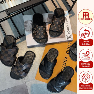 Dép lê bé trai quai da đế đúc sang xịn lên dáng chảnh boy phố