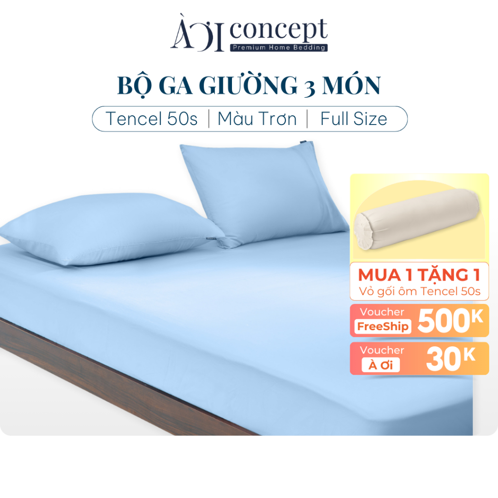 Combo 3 Món Lụa Tencel 50s AOICONCEPT Đủ Size Gồm 1 Ga Giường và 2 vỏ gối nằm cao cấp Hàn Quốc nhiều
