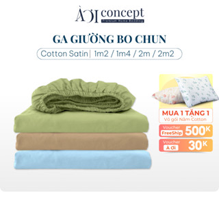  Ga Giường Cotton Satin 1m2 1m4 2m 2m2 Nhiều Màu Bo Chun Cao Cấp AOICONCEPT Không Xù Lông Trơn Mượt Thoáng Mát Home 