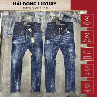  Quần Jean DSQ Xanh Bản Khoá Lệch Túi Nhỏ Ống Biker Bo Màu Siêu Nét,Chuẩn Hàng Loại 1 Đủ Tem Mác 