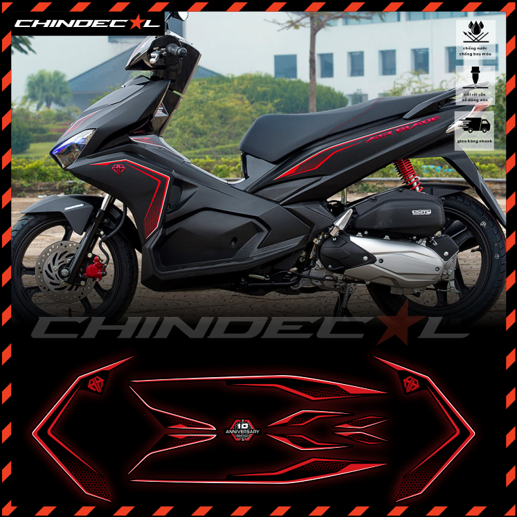 Tem Honda Air Blade Mẫu 2018 Black Edition [Đời 2016 đến 2019] | Nhiều phối màu | Tem cao cấp 3 lớp | 666002