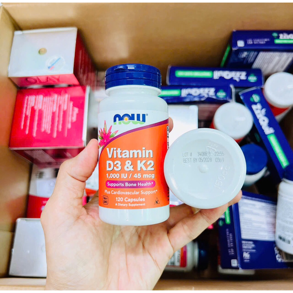 Viên Vitamin D3 & K2 Now hộp 120 viên