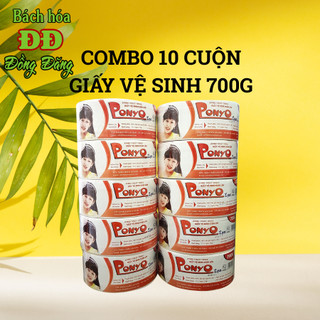 Combo 10 cuộn giấy vệ sinh cuộn lớn 700g jumbo ponyo