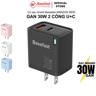 Củ sạc nhanh 30W 2 cổng Basefast cục sạc type c công nghệ GAN siêu bền cho samsung oppo xiaomi ip