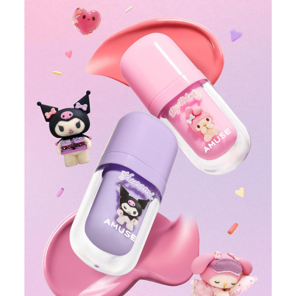 [My Melody & Kuromi] Amuse Bebe Tint Limited Project (+Mini Lip Brush + Character Sticker)