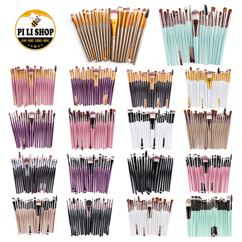 Bộ 20 Cọ Trang Điểm Chuyên Nghiệp Lông Mềm Mại, Bộ Cọ Makeup Tạo Khối Chải Chân Mày Vẽ Môi Chải Mi
