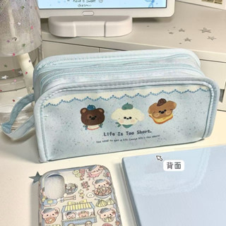  Hộp Bút Bóp Viết 5 Ngăn Size To – Ba Chú Cún Xanh Biển Siêu Xinh 