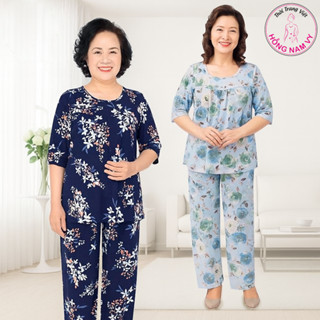  Đồ bộ trung niên HỒNG NAM VY dài tay lỡ tole lanh đẹp 