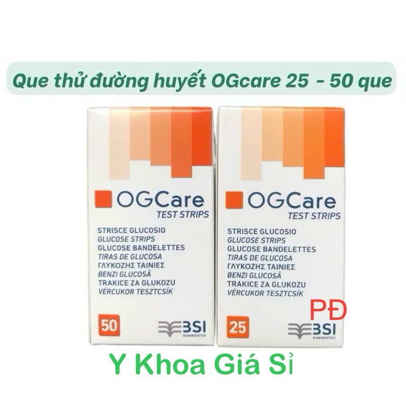 (Giao nhanh 30p) Que thử đường huyết OG Care( 25-50 que) date xa