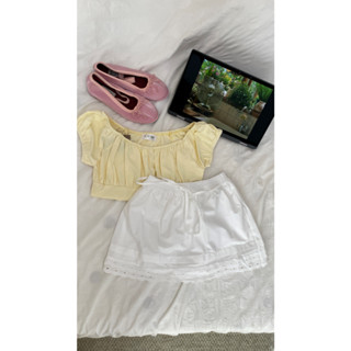 🌼 Joella: Bebé Skirt - Chân váy ngắn trắng viền ren xinh xắn