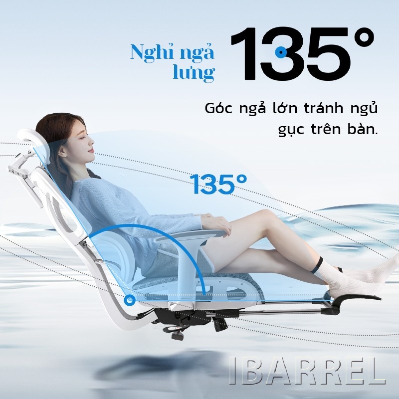 IBARREL Ghế ergonomic van phong thoang khi chong dau lung tua dau dieu chinh cao do freeShip | BigBuy360 - bigbuy360.vn