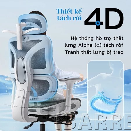 IBARREL Ghế ergonomic van phong thoang khi chong dau lung tua dau dieu chinh cao do freeShip | BigBuy360 - bigbuy360.vn