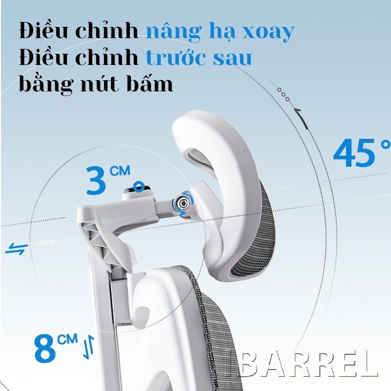 IBARREL Ghế ergonomic van phong thoang khi chong dau lung tua dau dieu chinh cao do freeShip | BigBuy360 - bigbuy360.vn
