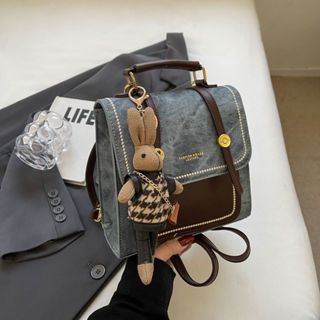  Balo mini nữ da lộn Hàn Quốc 3 trong 1 đeo chéo đeo vai đeo balo kèm gấu thỏ dễ thương - BL028 