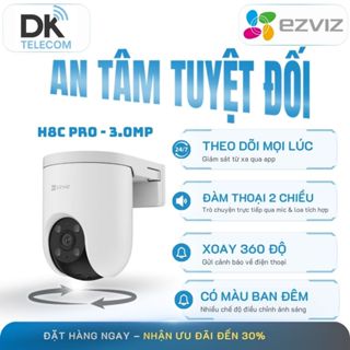  Camera Wifi Ezviz H8C 3MP Xoay 360 Ngoài trời chống nước Ban đêm có màu Bảo hành 24 tháng 
