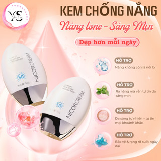 Kem chống nắng trắng da chống nước NICOR 50g bảo vệ da với SPF 50+ PA++++ giúp da sáng rạng rỡ A216