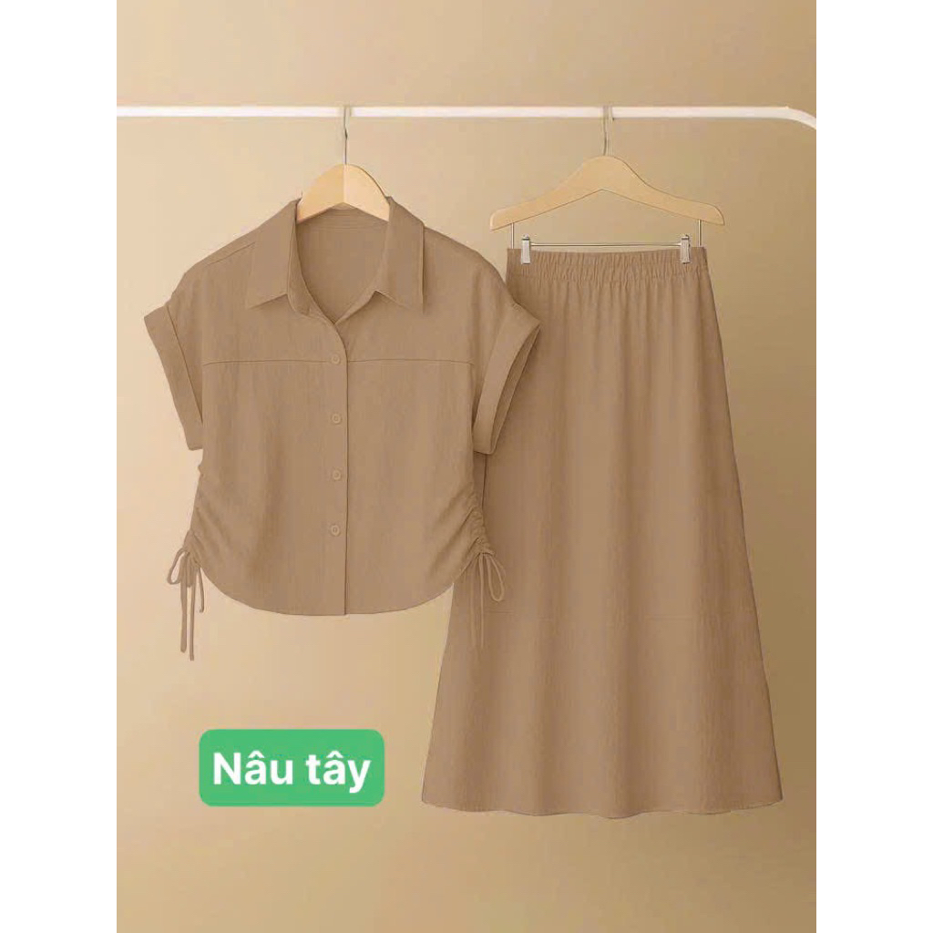 [SM1] Set Váy Suông 2 Lớp, Áo sơ Mi Rút Eo Nữ Trung Niên-XƯỞNG MAY RIÊNG-GIÁ TẬN GỐC