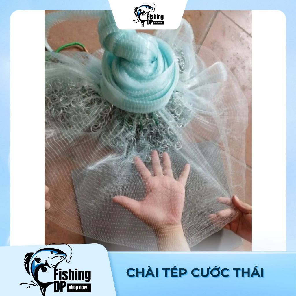 Chài tép cước Thái hàng loại 1 – Xanh ngọc, nhiều size, mắt lưới nhỏ 0.7