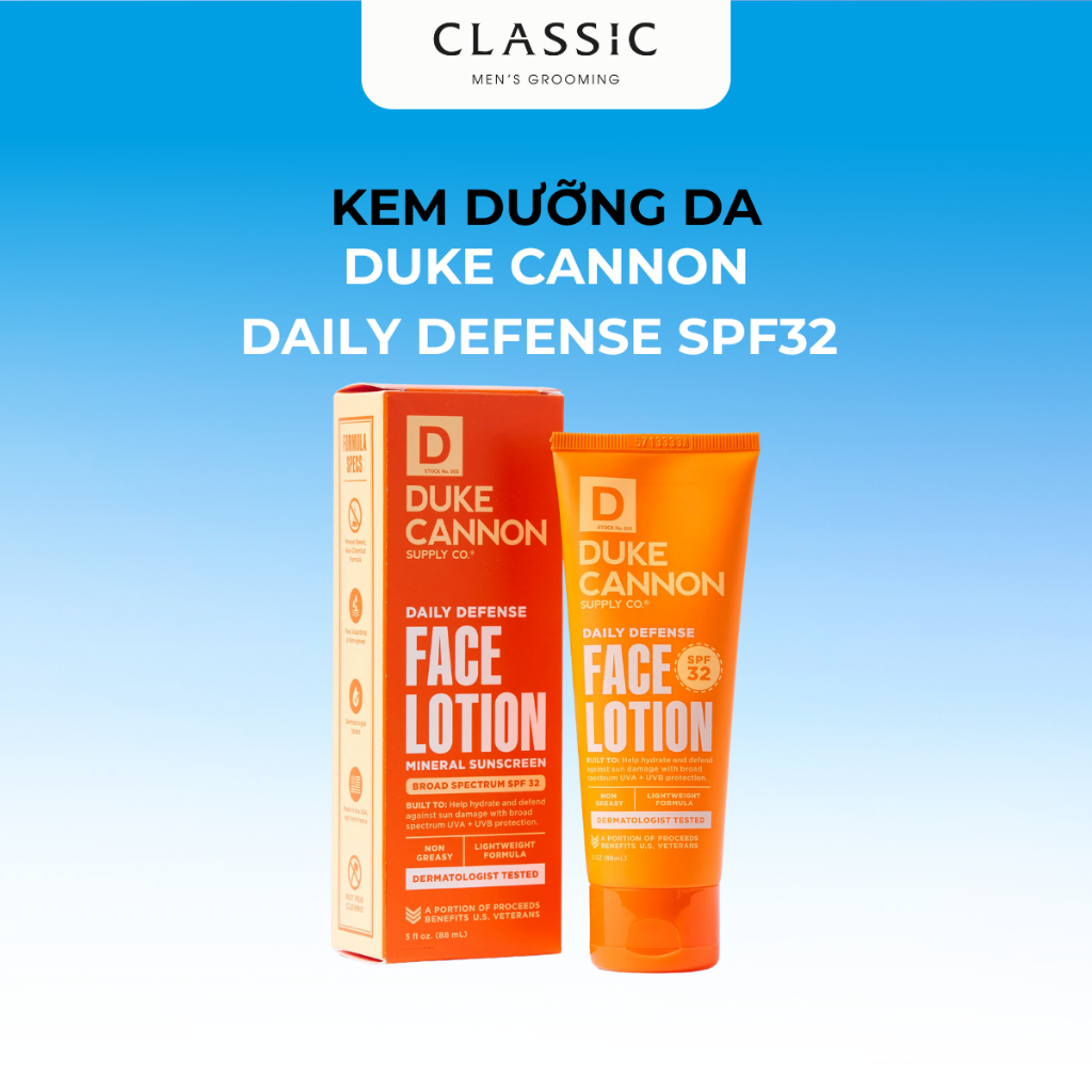 Kem Dưỡng Da Duke Cannon Daily Defense SPF 32 Face Lotion 88ml