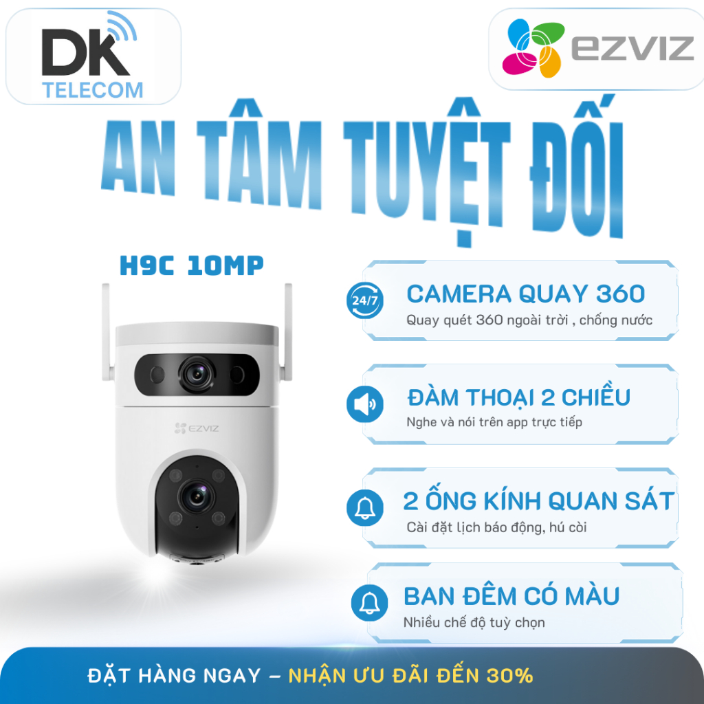 Camera Wifi EZVIZ H9C 10MP, Camera 2 mắt, Ban đêm có màu, báo động thông minh, Hàng Chính Hãng