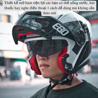 Mũ Bảo Hiểm Fullface EGO E9 NEW, Mũ Lật Hàm Phiên Bản Mới 2 Kính [CHÍNH HÃNG].