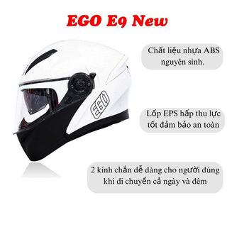 Mũ Bảo Hiểm Fullface EGO E9 NEW, Mũ Lật Hàm Phiên Bản Mới 2 Kính [CHÍNH HÃNG].