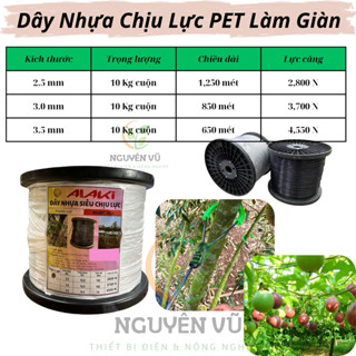 Cuộn Dây Nhựa PET Làm Giàn Thân Leo, Cuộn 10Kg, Dài Tới 1250 Mét, Nhựa Dẻo Dai, Chịu Lực Cao, Bền Bỉ Qua Các Mùa Vụ