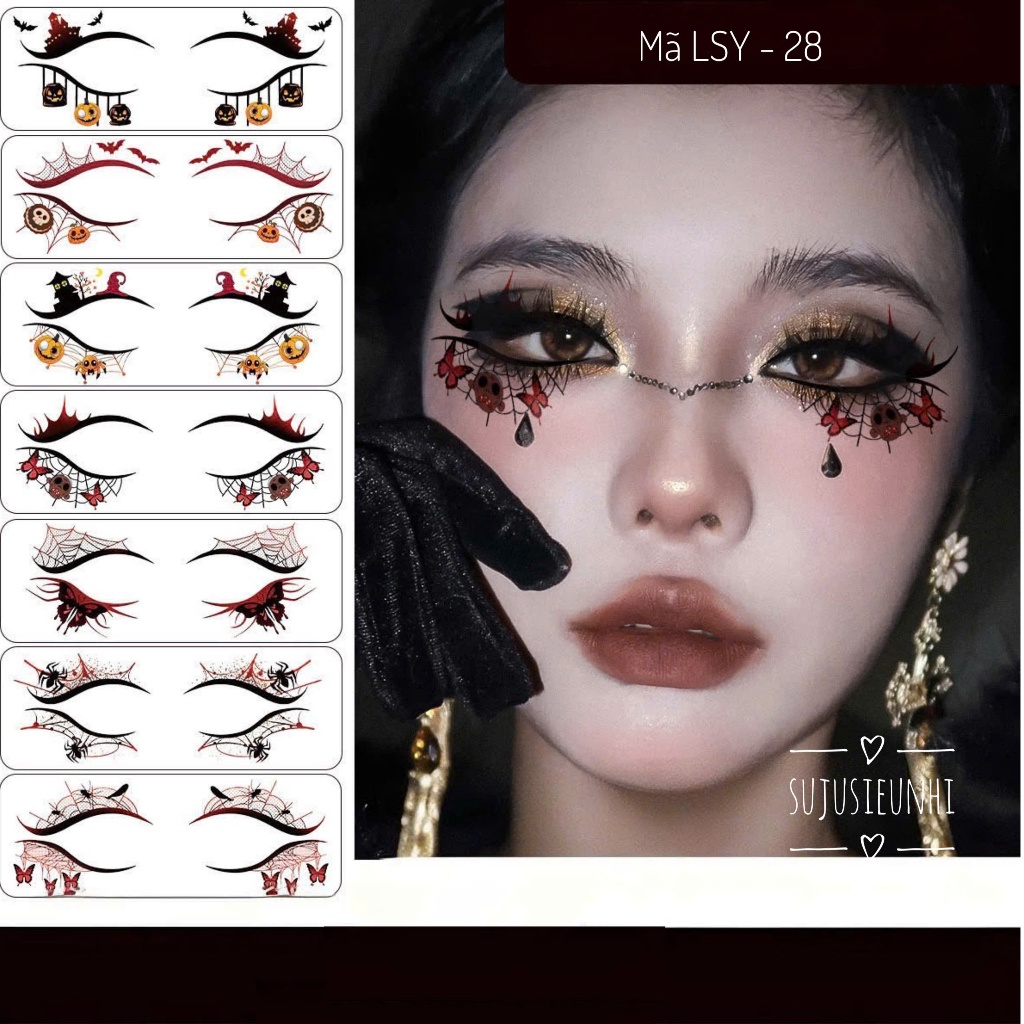 Hình xăm Halloween 100 mẫu Tattoo makeup dán mặt, trang điểm cosplay lễ hội, hóa trang độc đáo 2025