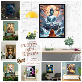  Bình Dương nhà máy--32*40 40*50-Tranh Tô Màu số hóa Phật Giáo 40x50cm đã căng khung - Tặng Kèm Màu Vẽ Tranh và Cọ Vẽ 