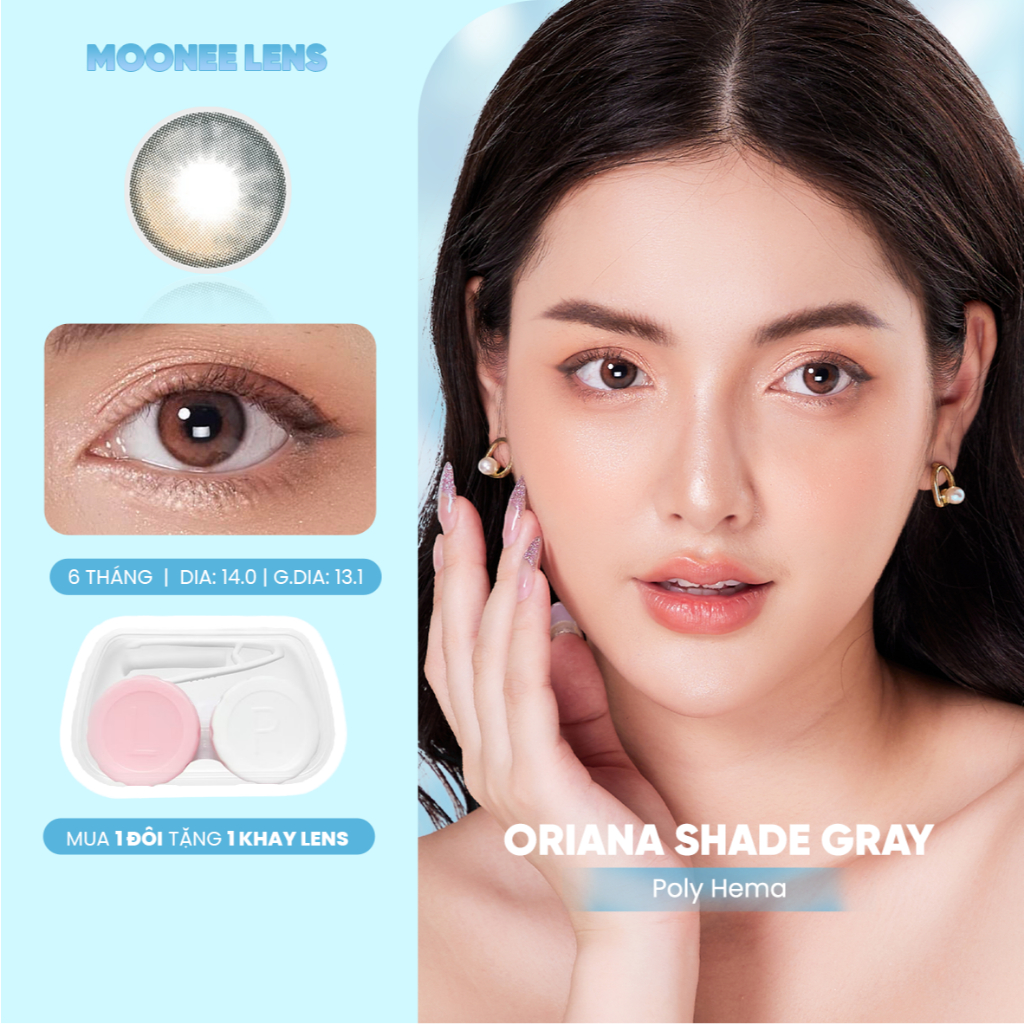 Kính Áp Tròng Filter Phủ Bóng Oriana Shade Gray 14.0mm, 0-8 độ - MOONEE LENS -  ISHA