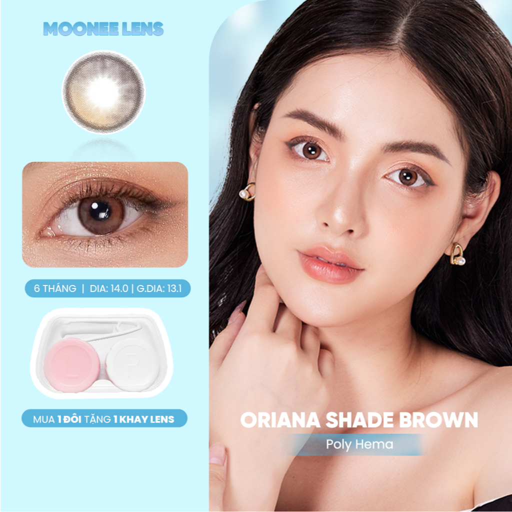 Kính Áp Tròng Filter Phủ Bóng Oriana Shade Brown 14.0mm, 0-8 độ - MOONEE LENS - ISHA