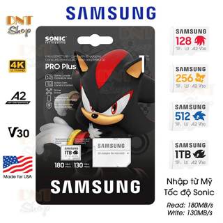 Thẻ nhớ MicroSDXC Samsung Sonic The Hedgehog Pro Plus 128GB 256GB 512GB 1TB U3 4K V30 A2 ~ 180MB/s