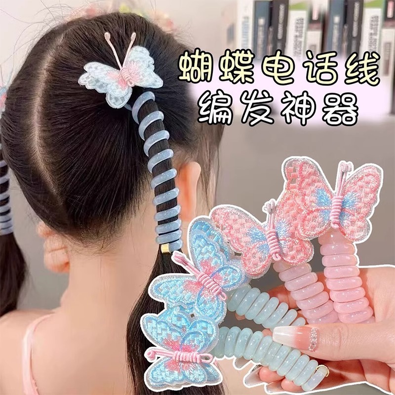 (1 cái) Dây buộc tóc lò xo xoắn hình bướm dễ thương nhiều màu sắc, phụ kiện tóc cho bé đáng yêu | Xiaoliyang
