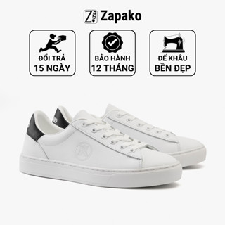 Giày sneaker nam Hiland da bò phối trắng đen cao cấp, cổ thấp trẻ trung, đế cao su êm chống trượt, phong cách năng động