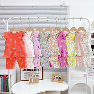   Bé 7-19kg  Bộ cánh tiên quần lửng cotton Bozip xuất dư mềm mịn mát cho bé gái mặc đi học đi chơi 