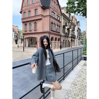 [Sẵn] Set Đồ Bộ Áo Khoác Chân Váy Nữ Kiểu Len Cardigan Chữ A Mỏng Đồ Đi Đà Lạt Bigsize Mùa Thu Đông Hàn Quốc Chali SD26