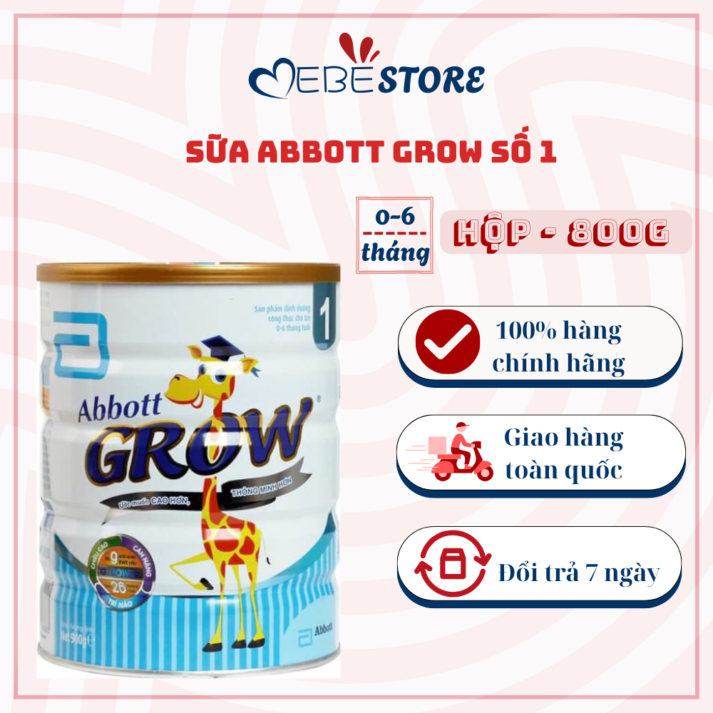 Sữa Abbott Grow 1 900g – Cho trẻ từ 0–6 tháng tuổi, phát triển chiều cao và trí não